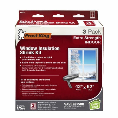FROST KING Thermwell V83/3M Window Insulation Film Kit 62x126 in