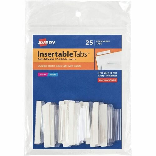 AVERY Avery AVE16241 Clear Plastic Index Tabs 2 Inch 25 Pack