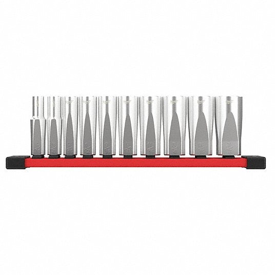 MILWAUKEE Milwaukee 48-22-9405 3/8 in Drive 10-Piece SAE Deep Well Socket Set (Four Flat Sides)