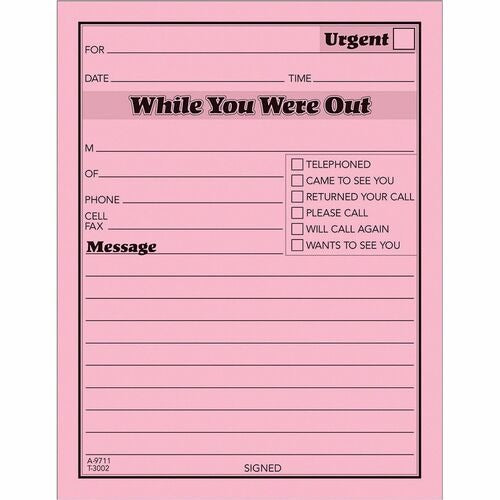 TOPS Tops TOP3002P Message Pad 50 Sheets Pink Bond Dozen