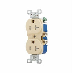 EATON TR370V-BOX Duplex Standard Tamper-Resistant Straight Blade Receptacle, 125 VAC, 20 A, 2 Poles, 3 Wires, Ivory