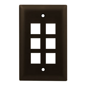 Legrand WP3406BR On-Q 1-Gang 6-Port Brown Keystone Wallplate