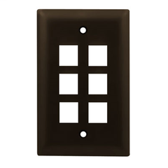 Legrand WP3406BR On-Q 1-Gang 6-Port Brown Keystone Wallplate