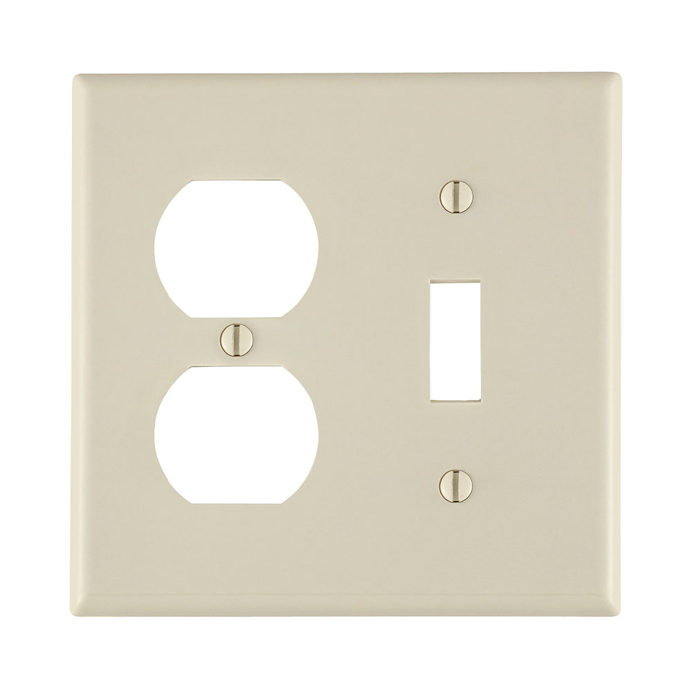 Leviton 78005 2-Gang 1-Toggle 1-Duplex Device Combination Wallplate Standard Size Thermoset