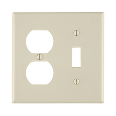 Leviton 78005 2-Gang 1-Toggle 1-Duplex Device Combination Wallplate Standard Size Thermoset