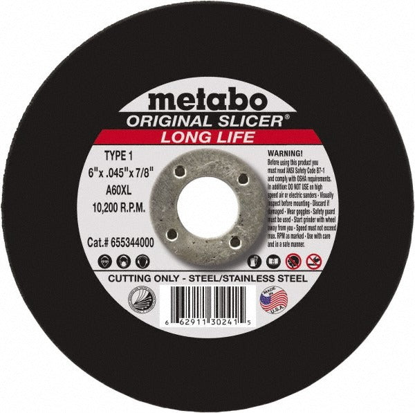 METABO Metabo 655344000 Type 1 Cutoff Wheel 6 in Aluminum Oxide