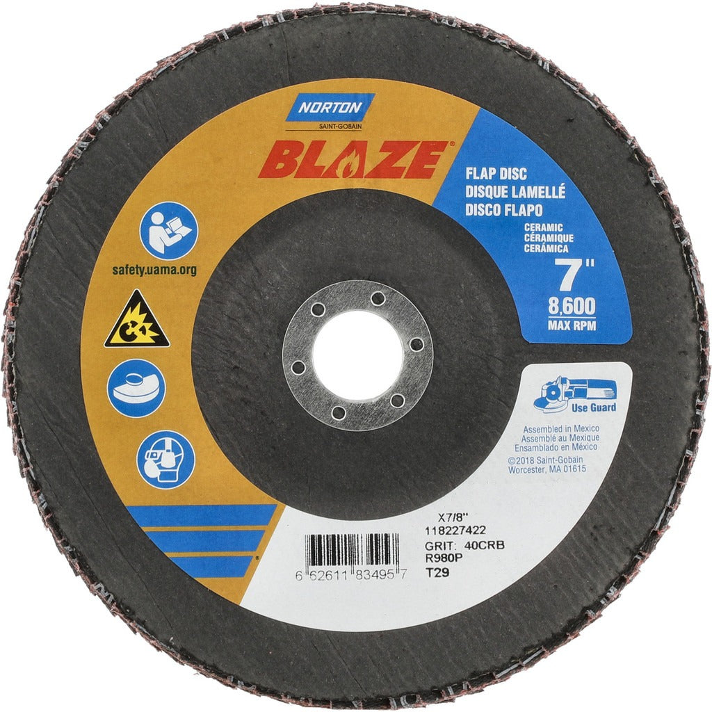 NORTON Norton 66261183495 Flap Disc 40 Grit Type 29 7 Inch