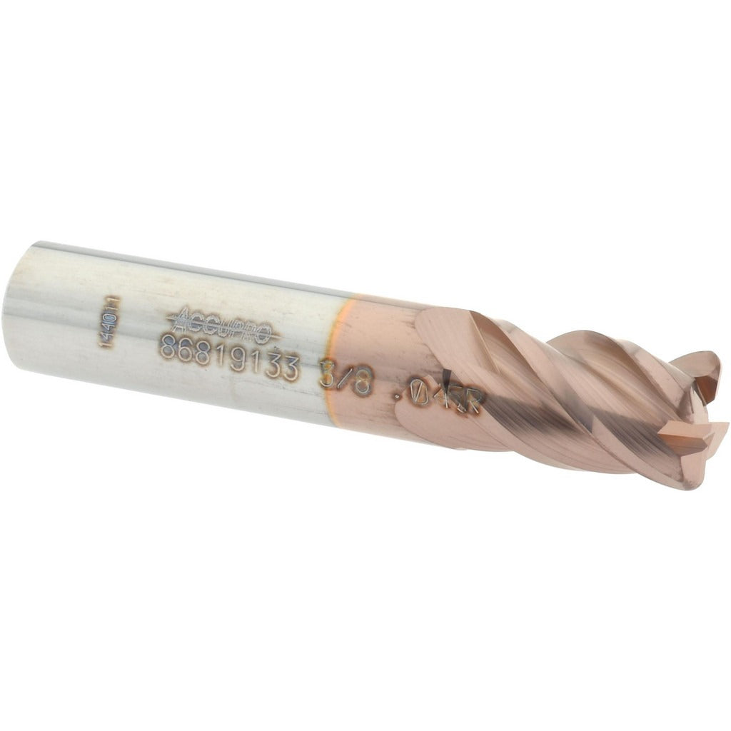 ACCUPRO Accupro 12182886 Corner Radius End Mill 3/8 in 4 Flute Ticn