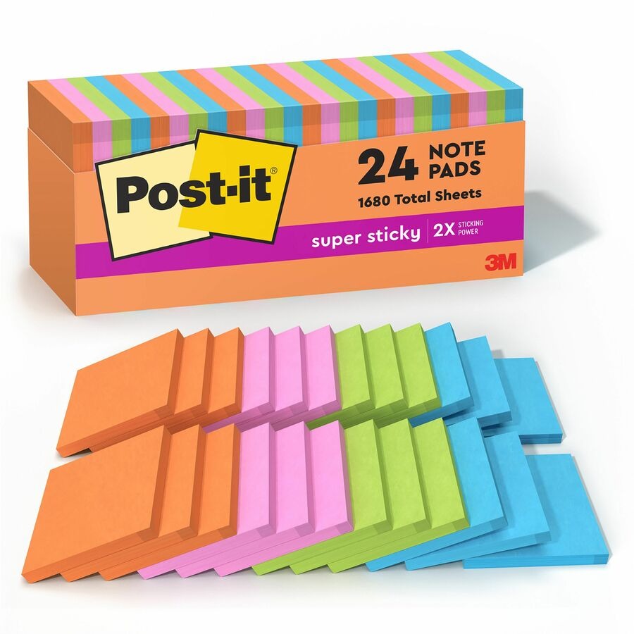 3M 3M MMM65424SSAU Post-it Super Sticky Notes 3 inches x 3 inches 24 Pack (65424SSAU)