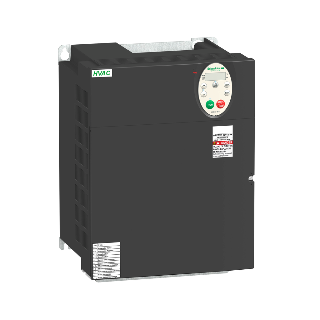 Schneider Electric ATV212HD18M3X 200 to 240 VAC 25 Hp 3-Phase Open Type Variable Speed Drive