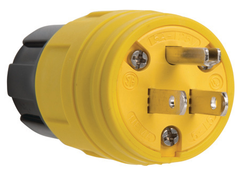 Pass & Seymour 14W47 15 Amp 125 VAC 2-Pole 3-Wire NEMA 5-15P Yellow Rubber Polarized Straight Blade Plug