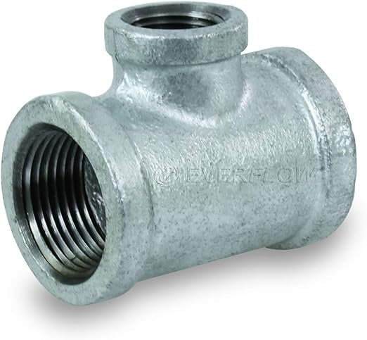 EVERFLOW Everflow GMRT1202 1-1/2 inches x 3/4 inches Reducing Tee Galvanized Malleable (1-1/2 inches x 3/4 inches)