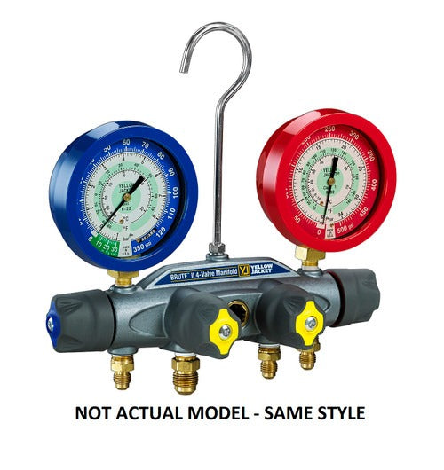YELLOW JACKET YELLOW JACKET 46081 Brute II 4-Valve Aluminum Charging Manifold