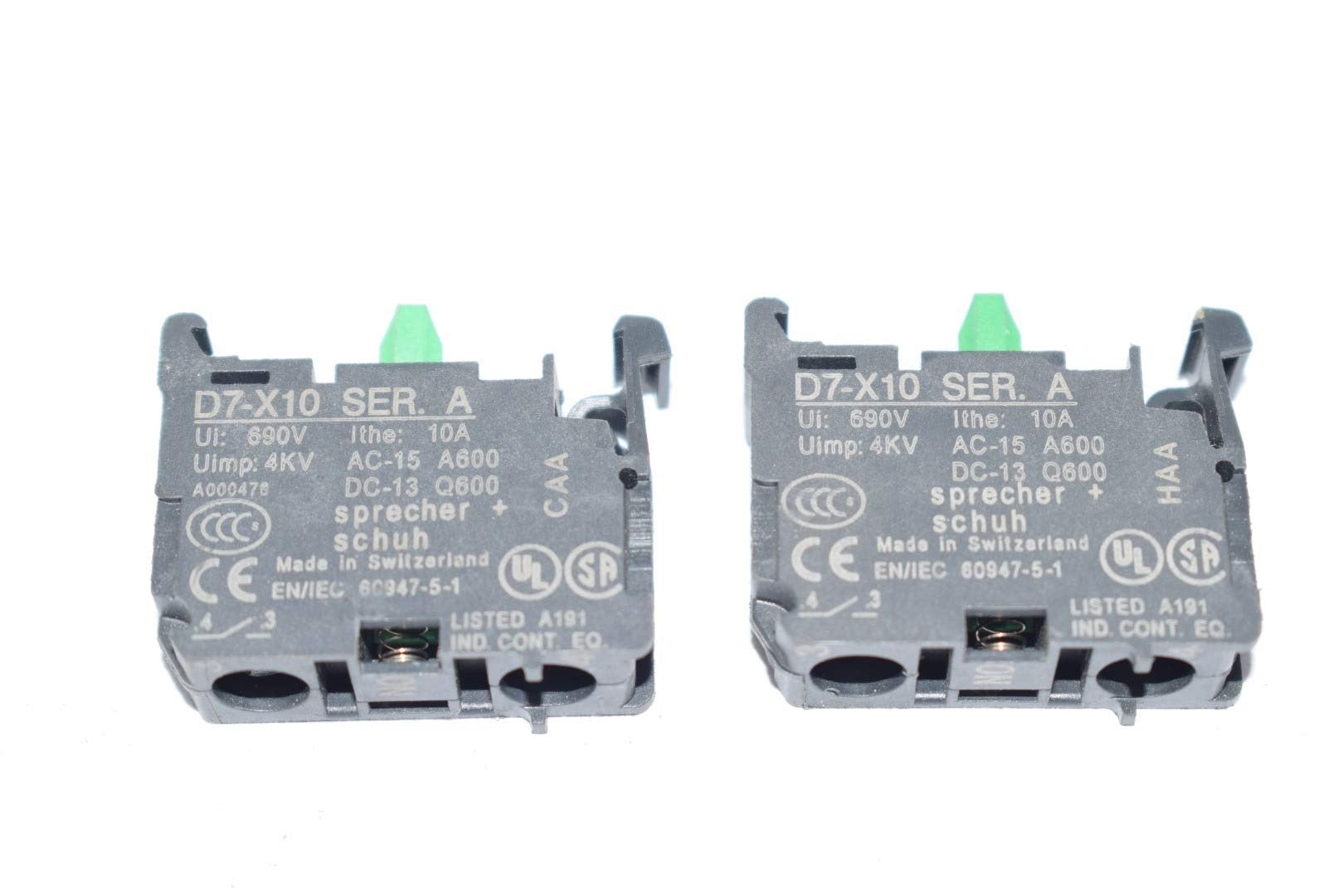 SPRECHER + SCHUH Sprecher + Schuh D7-X10 Auxiliary Contact Block 10A 1NO 690V