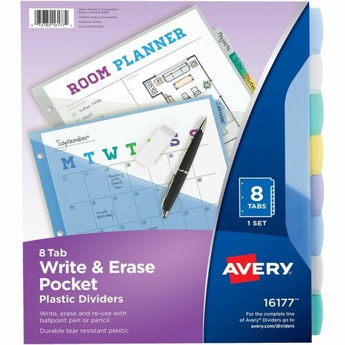AVERY Avery AVE16177 Write-on Dividers 8 Pastel Tabs Set of 8