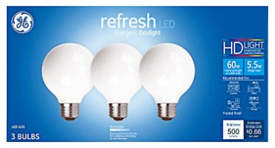 GE G E Lighting 43317 G25 Led Bulb 5.5W 5000K Dimmable 3 Pack