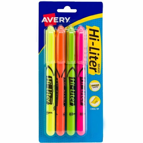 AVERY Avery AVE23545 Fluorescent Highlighter Chisel Tip 4pk