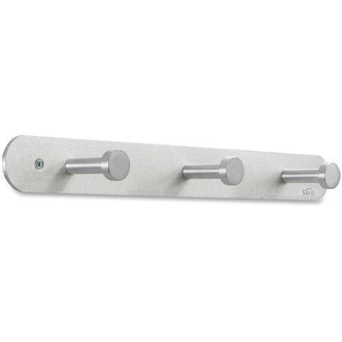 SAFCO Safco SAF4201 Wall Mount Coat Rack 3 Hook Satin Aluminum