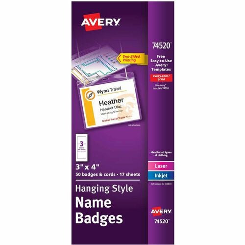 AVERY Avery AVE74520 Name Badge Holder 3x4 Top Load 50-pack