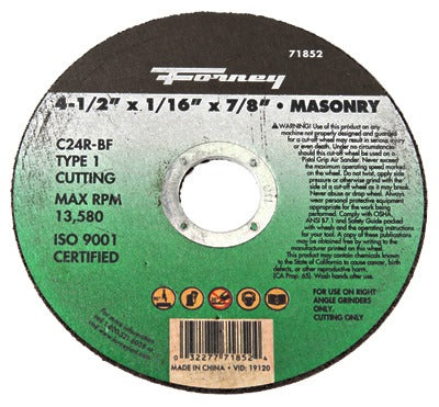 FORNEY Forney Industries Inc 71852 Masonry Cutting Wheel 25 Pack