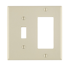 Leviton 80405-T 2-Gang, 1-Toggle 1-Decora/GFCI Device Combination Wallplate, Standard Size, Thermoset, Device Mount, Light Almond