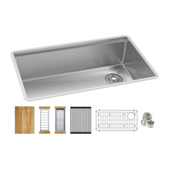 Elkay ECTRU30169RTWC Crosstown 18 Gauge Workstation Stainless Steel 31-1/2 x 18-1/2 x 9 Single Bowl Undermount Sink Kit