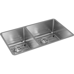 Elkay ECTRU32179LTC Crosstown No Hole Stainless Steel Double Bowl Undermount Kitchen Sink Kit