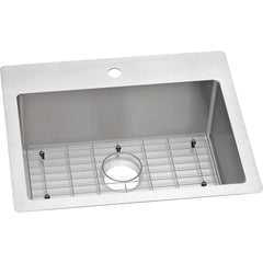 Elkay ECTSR25229TBG1 Crosstown 18 Gauge Stainless Steel 25 x 22 x 9 Single Bowl Dual Mount Sink Kit