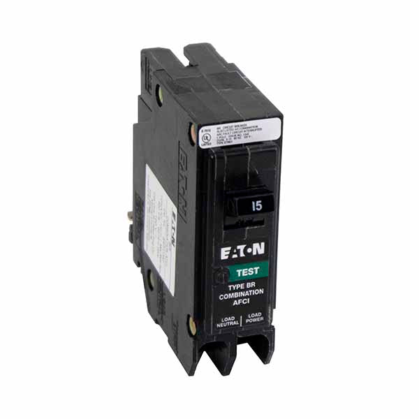 EATON BRP120DF Type BR Arc Fault/Ground Fault Circuit Breaker, 120 VAC, 20 A, 10 kA Interrupt, 1 Pole