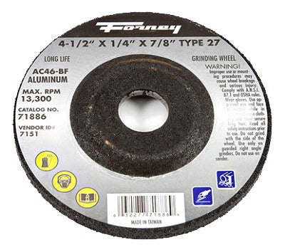 FORNEY Forney Industries Inc 71886 Type 27 Grinding Wheel 4.5in