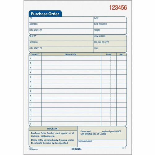 TOPS Tops TOP46141 Purchase Order Book 3-part Carbonless 50 Sets