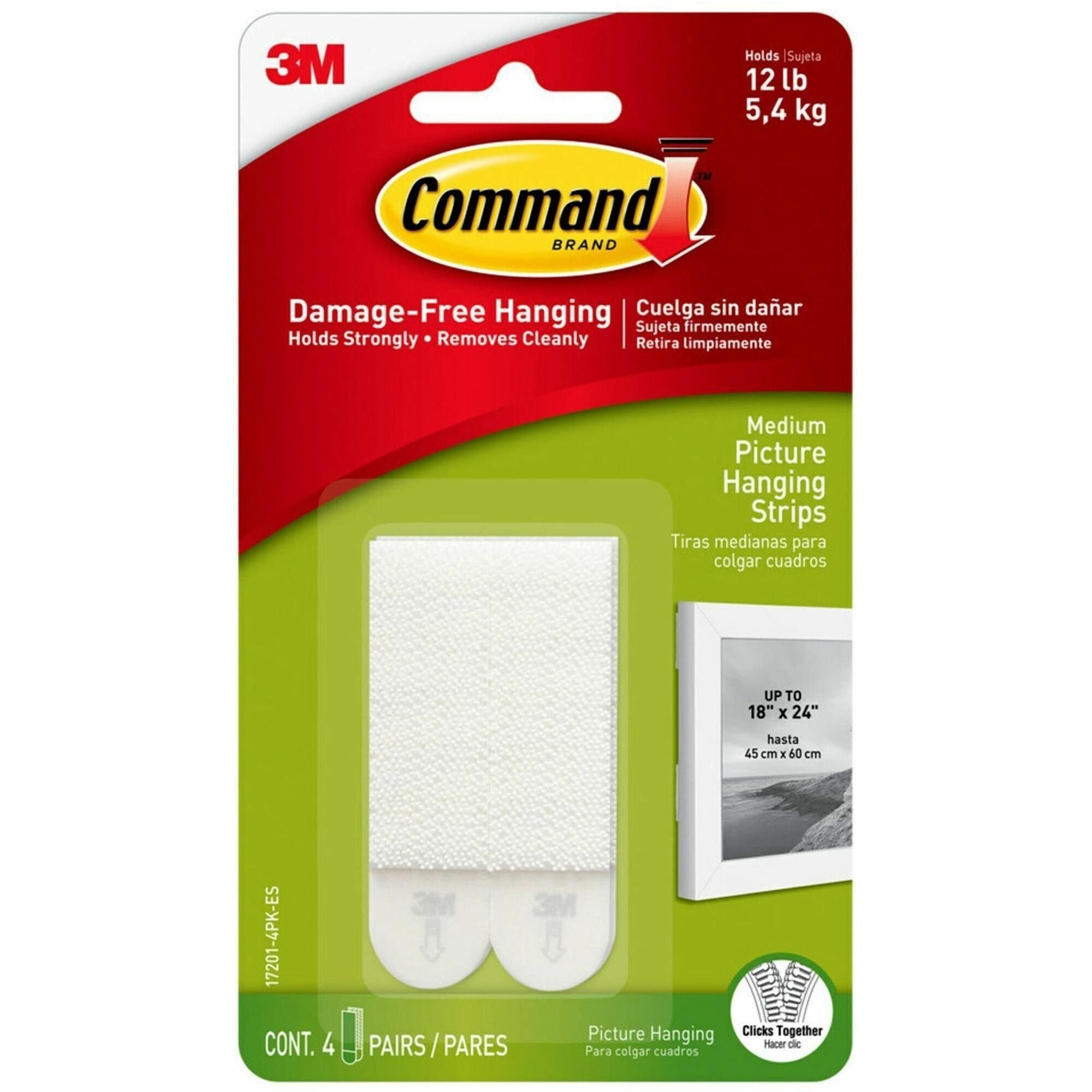 3M 3M MMM172014PKES Medium picture hanging strips 2.75 inches x 0.63 inches (6 per box) 172014PKES