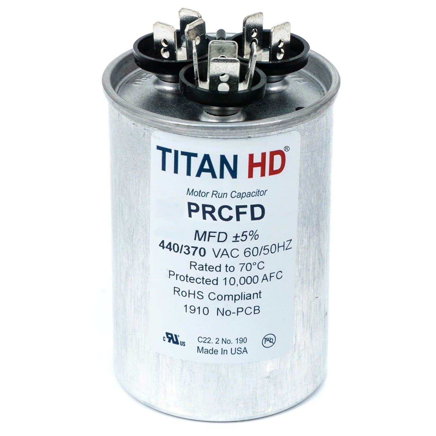 TITAN HD TITAN HD PRCFD255A Motor Dual Run Capacitor 25/5 Microfarad 440V Round