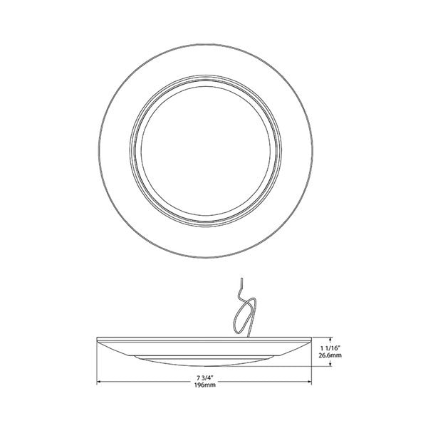 RAB LIGHTING Rab Lighting DSK34-6R16930120BRS Disk34 Ultra Low Profile Backlit LED Surface Flush Mount 16W (6 Inch)