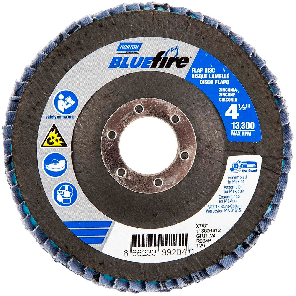 NORTON Norton 66623399204 Flap Disc 4-1/2 in 24 Grit Type 29