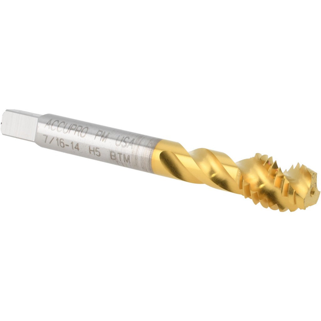 ACCUPRO Accupro 40145-00T Spiral Flute Tap 7/16-14 Unc Tin Coated