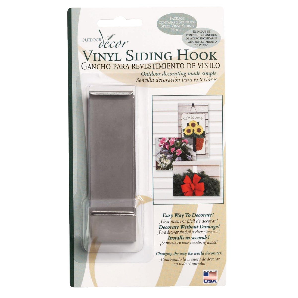 CHRISTMAS MOUNTAINS Outdoor Decor VSH05 Vinyl Siding Hook 2-pack