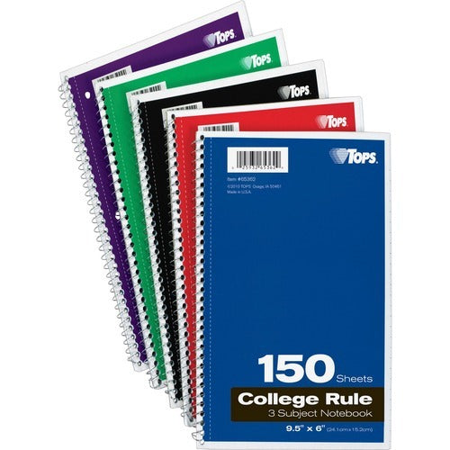 TOPS Tops TOP65362 Three-subject Wirebound Notebook 150 Sheets