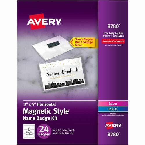 AVERY Avery AVE8780 Magnetic Name Badge Kit 3x4 in Pack of 24