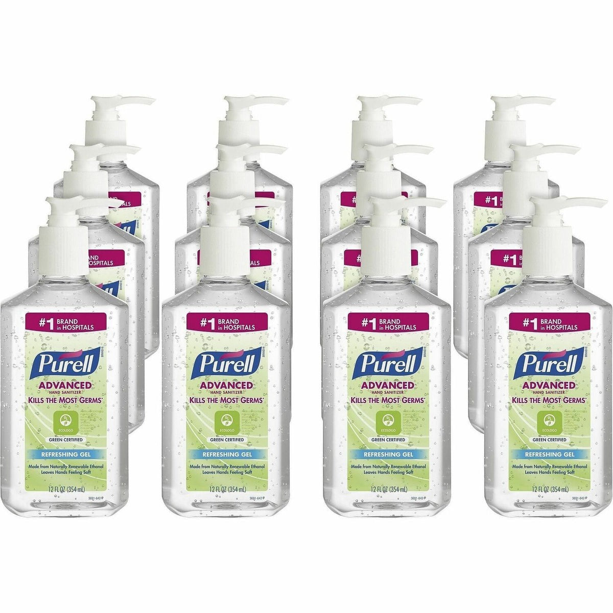 GOJO Gojo GOJ369112CT Advanced Hand Sanitizer Green Certified Gel 12 fl oz (12/Carton)