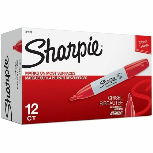 SHARPIE Newell Brands SAN38202 Chisel Tip Marker Red 12 Pack