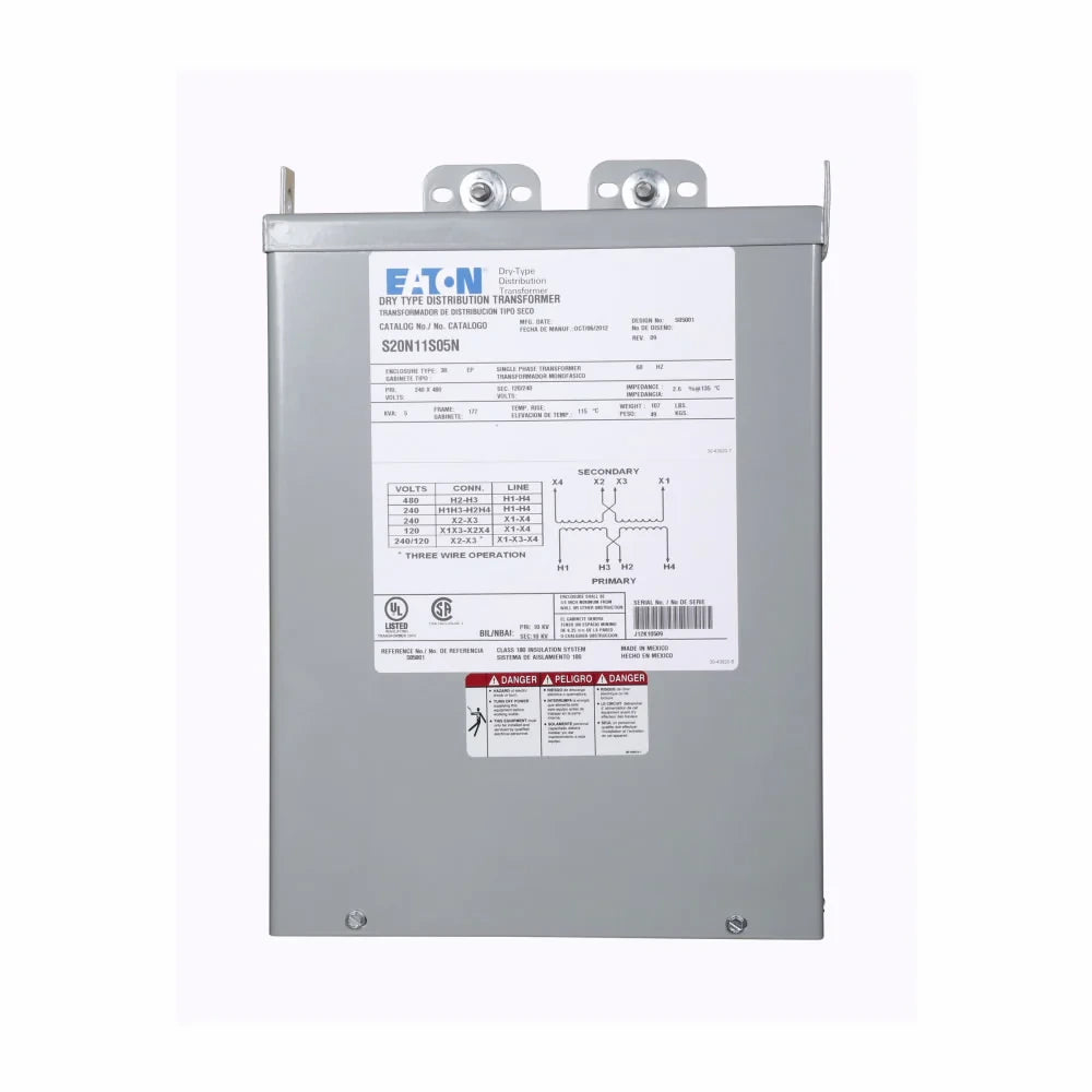 EATON EATON S20N11S05N Distribution Transformer 5 kVA 240 x 480 VAC
