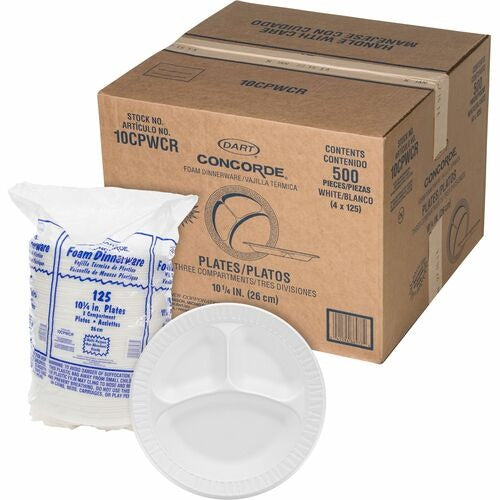 DART Dart Container Corp DCC10CPWCR Foam Dinner Plate 500ct