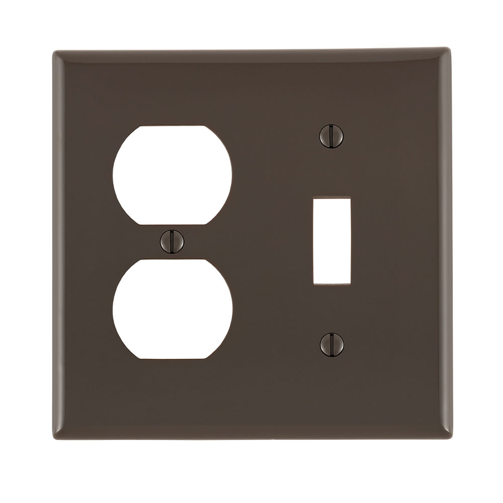 Leviton 80705 2-Gang 1-Toggle 1-Duplex Device Mount Standard Size Thermoplastic Nylon Brown