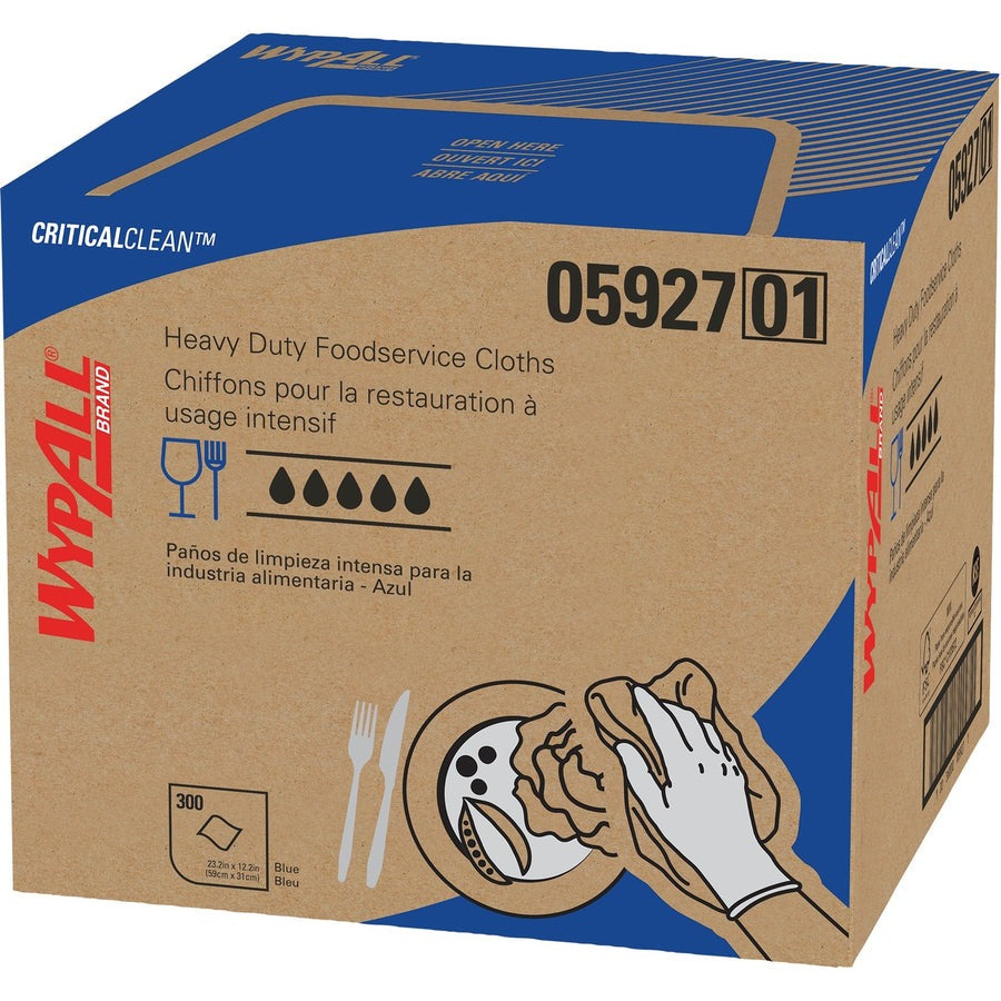 KIMBERLY-CLARK Kimberly-Clark KCC05927 Wypall Critical Clean High Capacity Heavy Duty Foodservice Cloths 12.5 x 23.5 in (300/Carton)