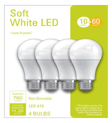 GE G E Lighting 32586 Led A19 10W Soft White Bulb 4 Pack