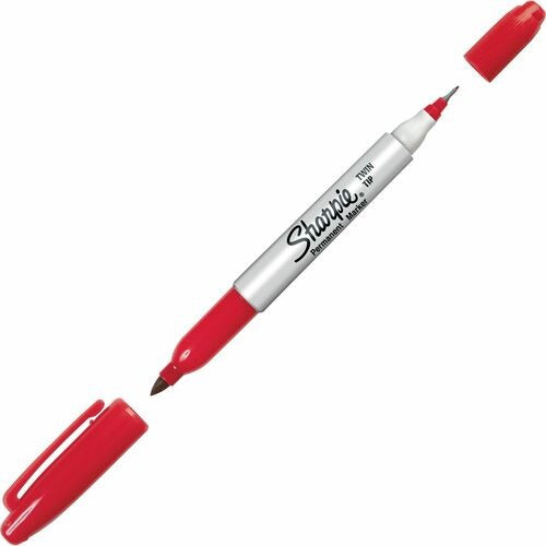 SHARPIE Newell Brands SAN32002 Twin-tip Marker Red Dozen