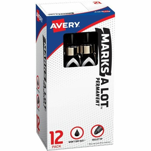 AVERY Avery AVE24878 Permanent Marker Bullet Tip Black Dozen