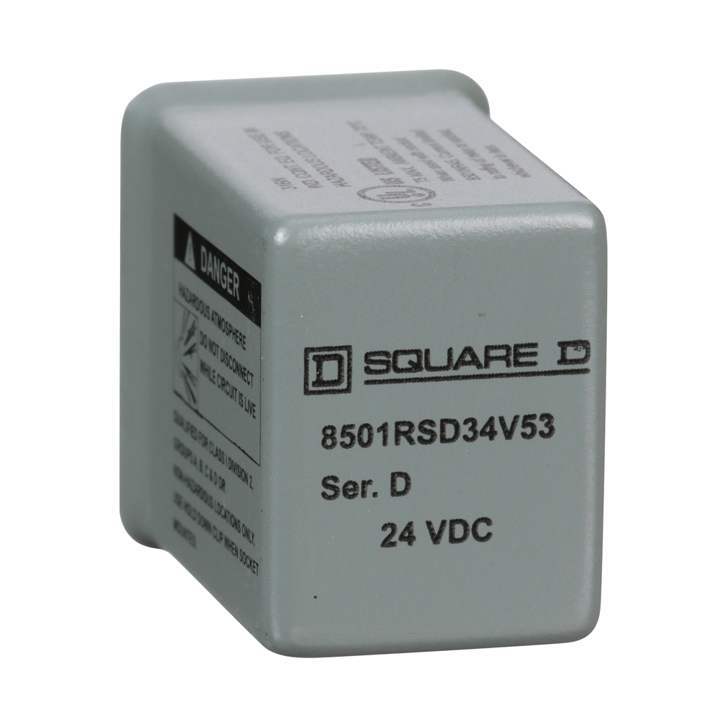 Square D 8501RSD34V53 24 VDC 5 Amp 4PDT 4CO Socket Mount DC Operated Miniature Plug-In Relay