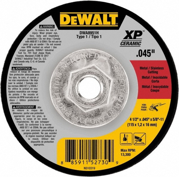 DEWALT Dewalt DWA8951H 4.5 in Ceramic Cut-off Wheel Type 1